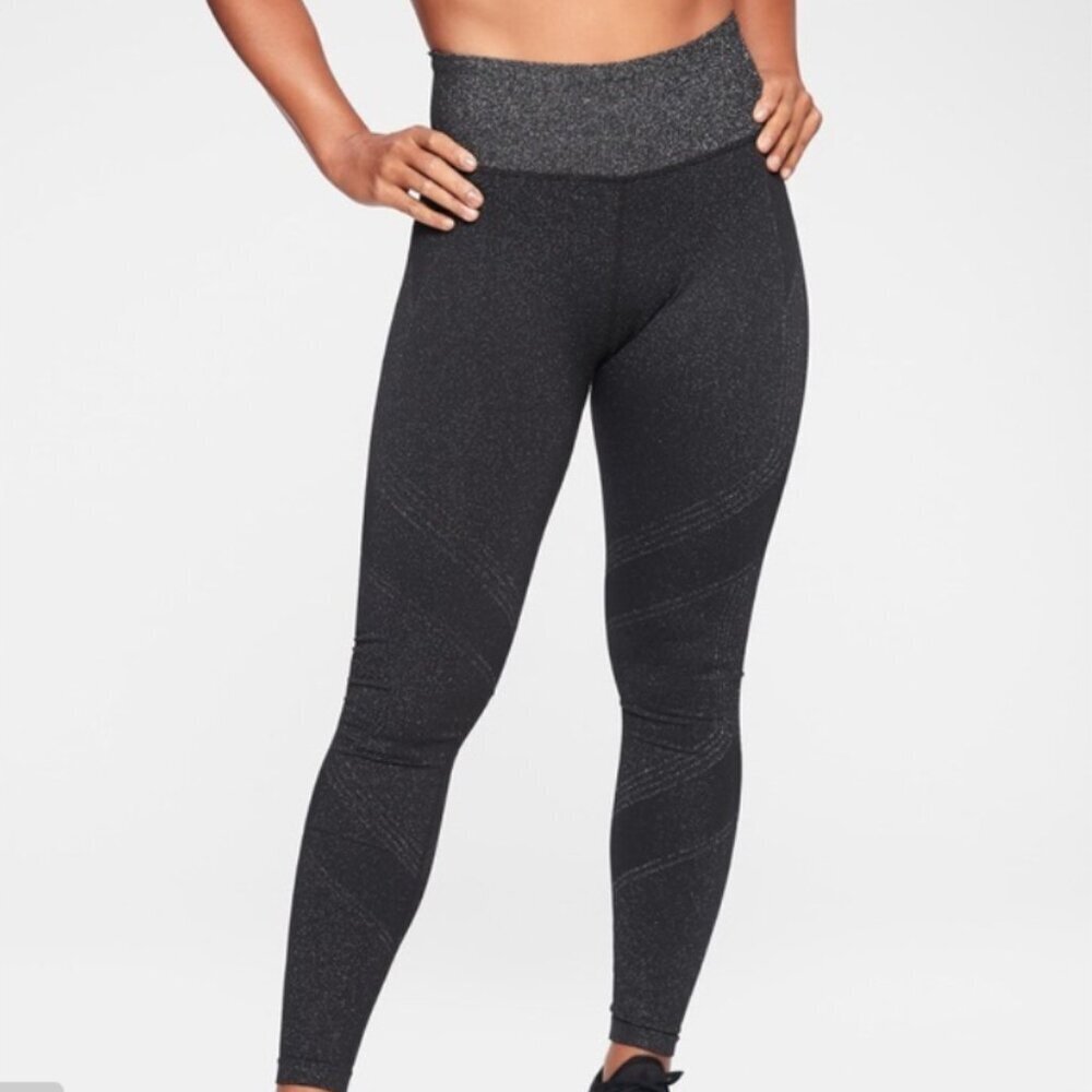 Athleta Twilight Tight Black Shimmer Leggings Size Small